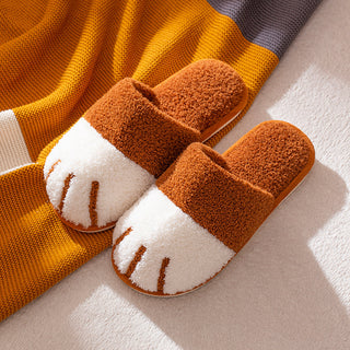 Buy orange Paw Shaped Contrast Color Plush Slip-on Comfort Shoes