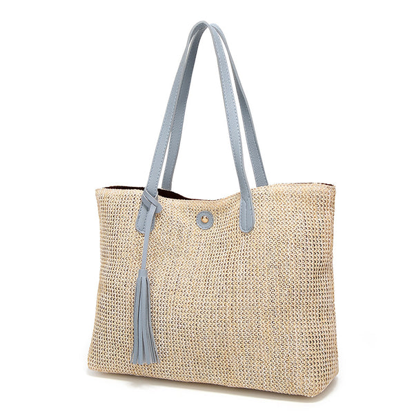 Large Woven Straw and Shoulder Bag