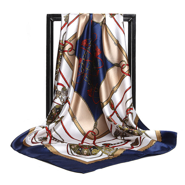 Women Printed Square Silk Scarf