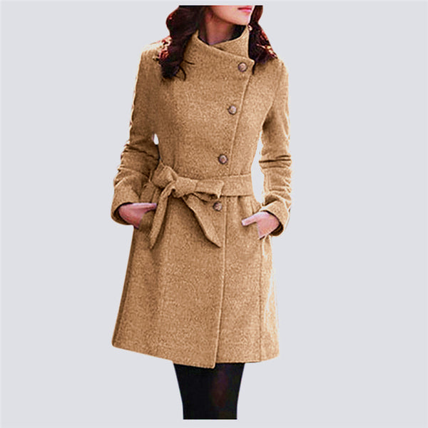 Women Winter Lapel Wool Blazer-Coat