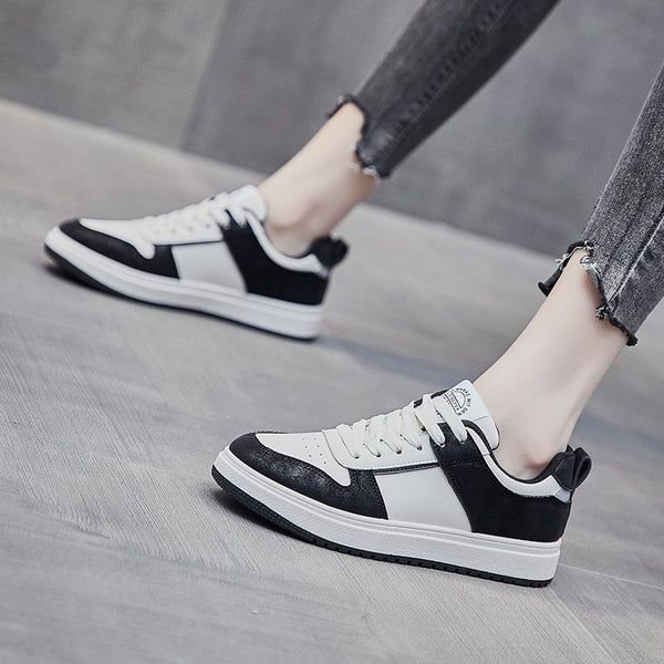 Women Color Lined Lace-up Casual Sneakers