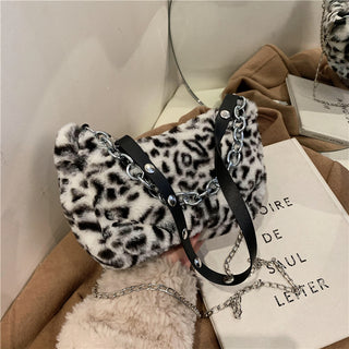 Buy leopard Patterned Plush Crossbody Bag