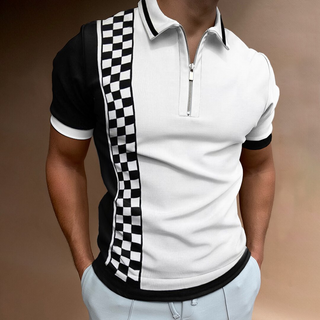 Men Checkers Patterned Short Sleeve Polo Shirt