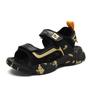 Buy black-gold Boy&#39;s Soft Non-slip Leather Sandals