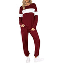 Round Neck Striped Two Piece Sweater & Pants Set