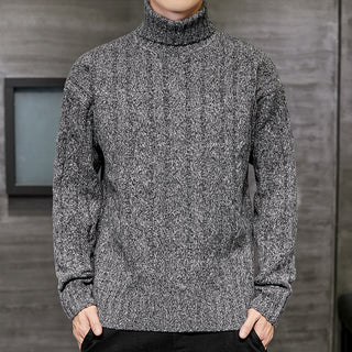 Buy black Men Loose High Neck Thickening Sweater