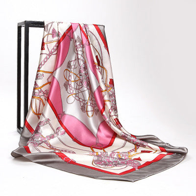 Women Printed Square Silk Scarf