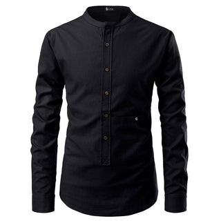 Buy black Men Slim Long Sleeve Dress Shirt