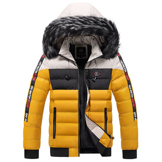 Buy yellow Men Winter Hooded Thicken Jacket