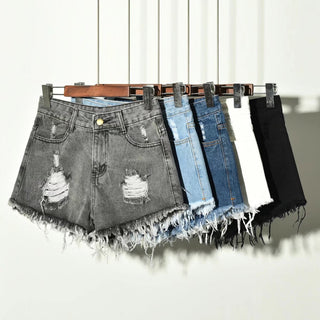 Ripped Denim Frayed Shorts