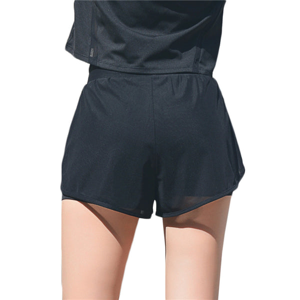 Polyester Mesh Layered Spandex Shorts