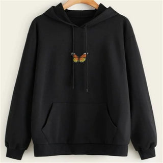 Buy black Women Embroidered Hoodie