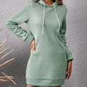 Loose Casual Solid Color Hoodie Dress