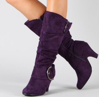 Buy purple Women Belt Buckle Fashion Boots