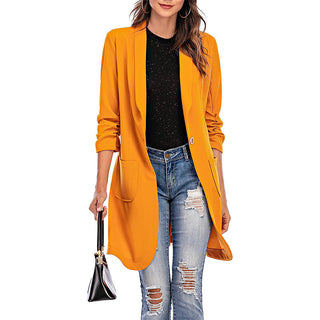 Buy yellow One Button Long Cardigan Blazer