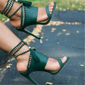 Multi Strap Metal Anklet High Heeled Sandals