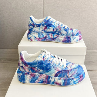 Buy blue Graffiti Printed Casual Lace-up Sneakers