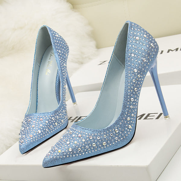 Elegant Stiletto Rhinestone Pointed Toe Heels