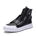 Men Leather High-Top Microfiber Sneakers