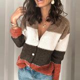 Buy style-4 Contrast Panel Knitted V-Neck Cardigan Sweater