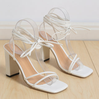 Buy white Women&#39;s Lace Up Strappy Sandals