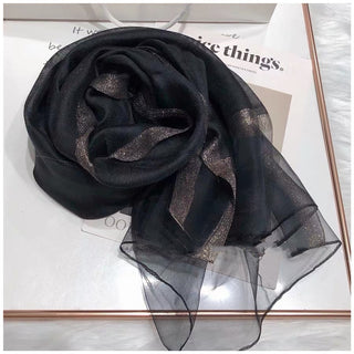 Buy black Women Smooth Silk Scarves