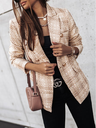 Double-breasted Collar Print Blazer