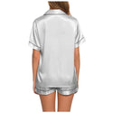 Silk Satin Pajamas Set Short Sleeve Button Down Sleepwear