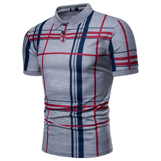 Buy gray Men Classic Stripped Polo T-Shirt