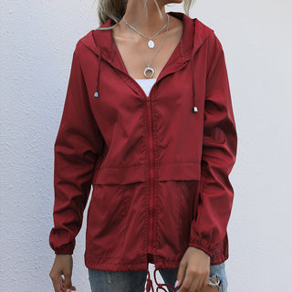 Buy red Women Lightweight Waterproof Polyester Jacket