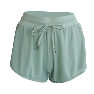 Buy green Polyester Elasticated Waist Layered Shorts