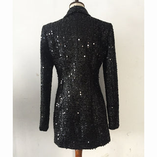 Shiny Silk Sequined Blazer Dress