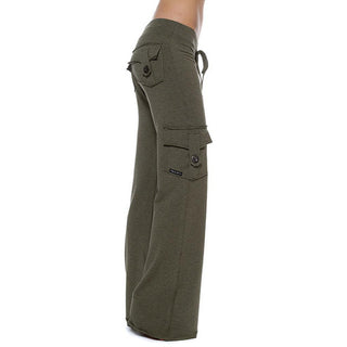 Buy green Loose Flared Elasticated Cargo Pants