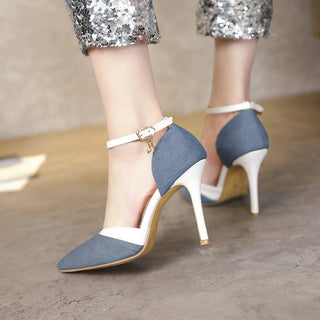 Buy light-blue Women Denim Pointed Stiletto Heels