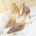 Women High Metallic Sequined Heels