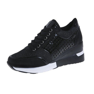 Buy black Sequined Leather Mesh Patterned Sneakers