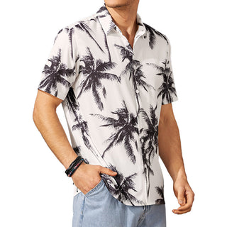 Men's Hawaiian Beach Print White Shirt