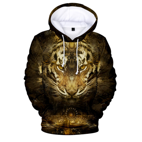 Men's Animal Style Tiger Creative Print Hoodie