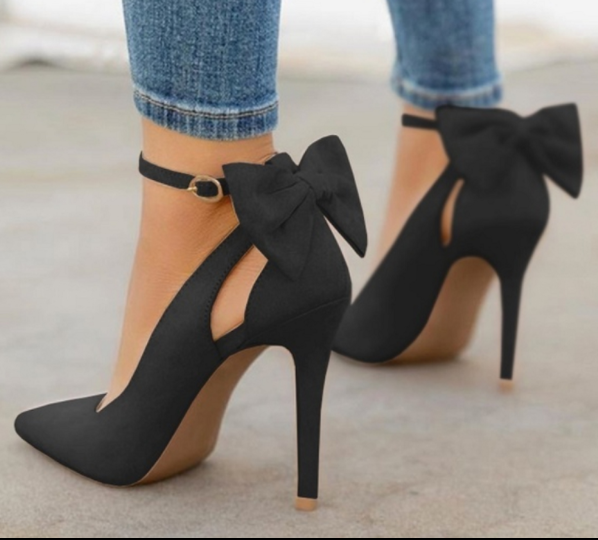 Leather Bow Strapped Soft High Heels