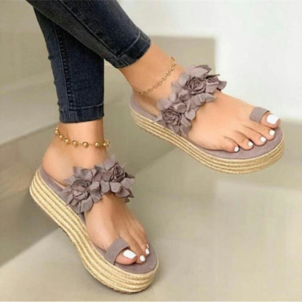 Floral Strap Single Toe Slip-on Sandals