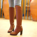 Women Round Headed High Heeled Knight Boots