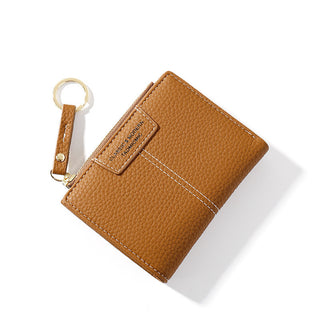 Buy brown Women Solid Color Short Wallet