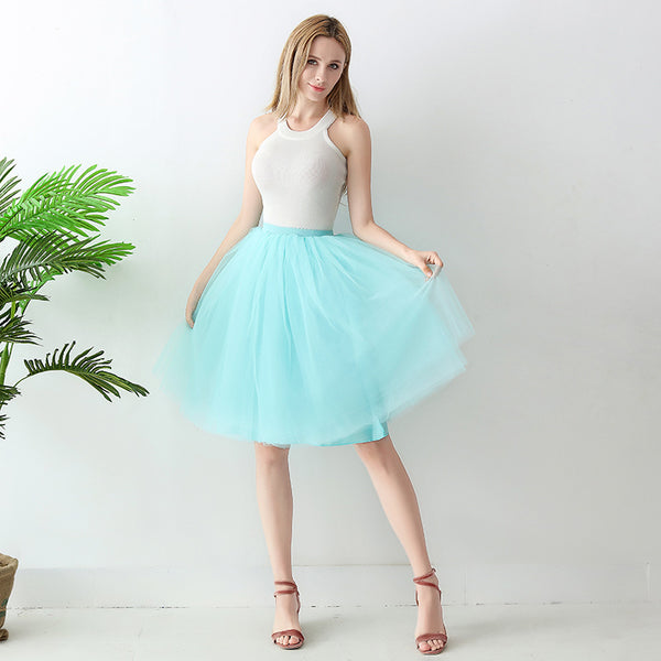 Puff Pleated Mesh A-Line Skirt