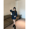 Temperament Long-sleeved Denim Belted Dress