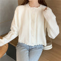 Round Neck Trimmed Hedge Cardigan Sweater