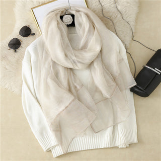 Buy beige Women Casual Wool-Silk Scarf