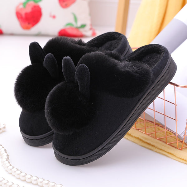 Rabbit Head Plush Slip-on Comfort Shoes