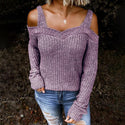 Sling Off Shoulder Knit Long Sleeve Sweater