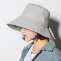 Women Solid Colored Cotton And Linen Basin Folding Hat