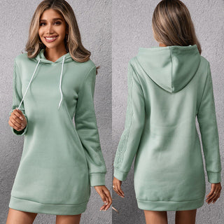 Loose Casual Solid Color Hoodie Dress